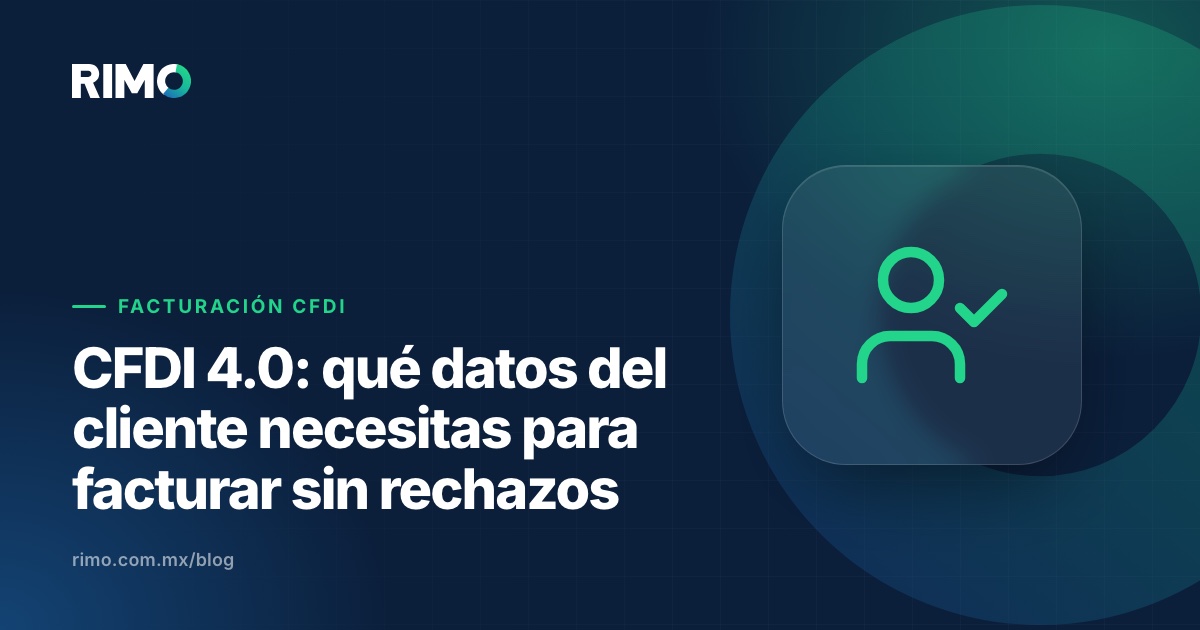 Ilustración de una factura CFDI 4.0 con los datos del receptor resaltados